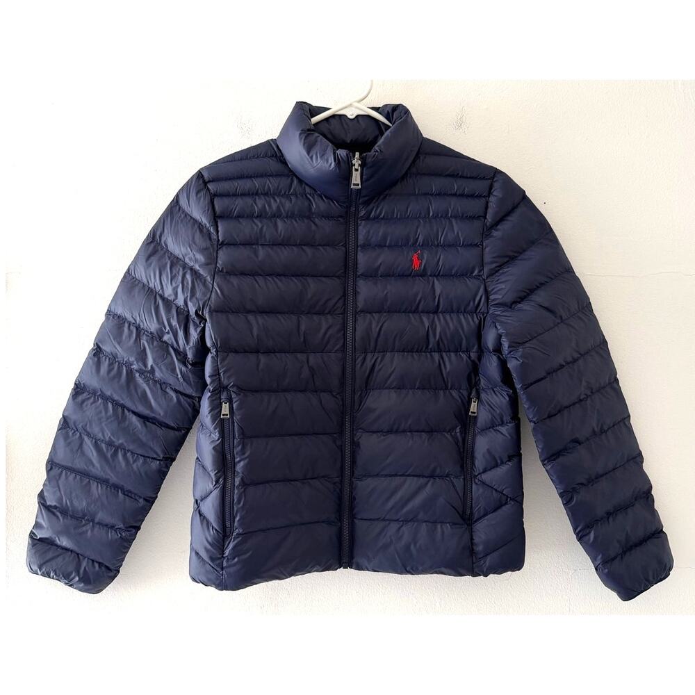 Polo Ralph Lauren Jacket Kids L 14-16 Blue Quilted Puffer Full Zip Winter LNWOT